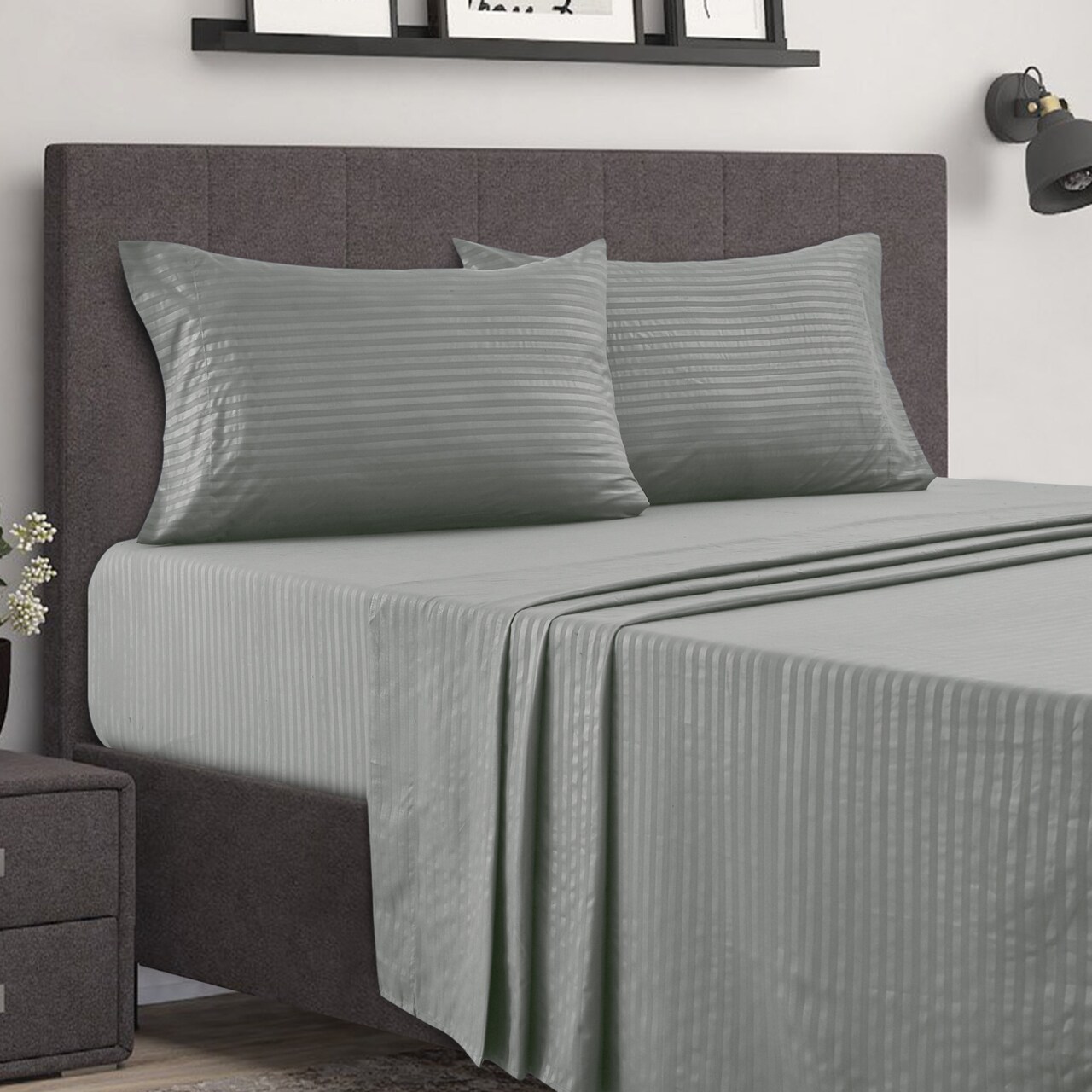 Lux Decor Collection 4 Piece Stripe Sheet Set Ultra-Soft Microfiber Wrinkle Free Fade Resistant Bedding